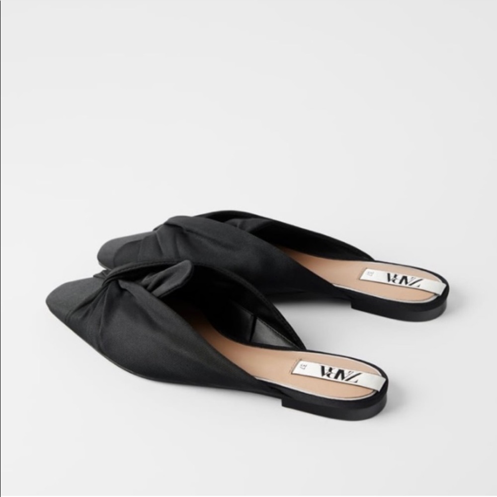 Zara black mules wrap knot size 38 NEW
